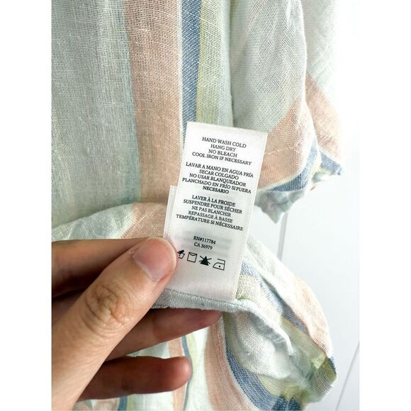Rails Thea Biarritz Multi Stripe Top Button Down Linen Blend Size S - Picture 9 of 12